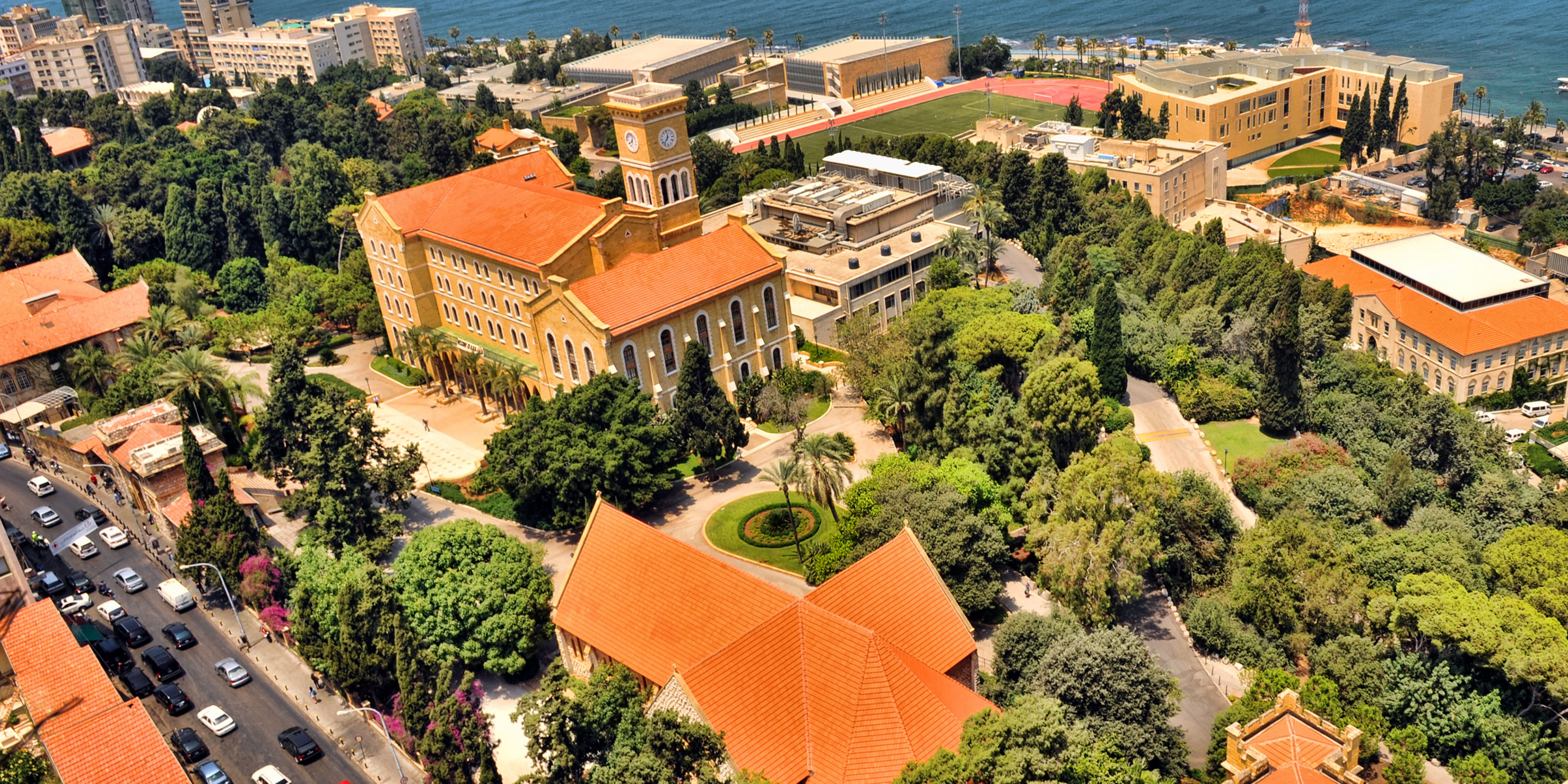 Aerial view of the American University of Beirut campus